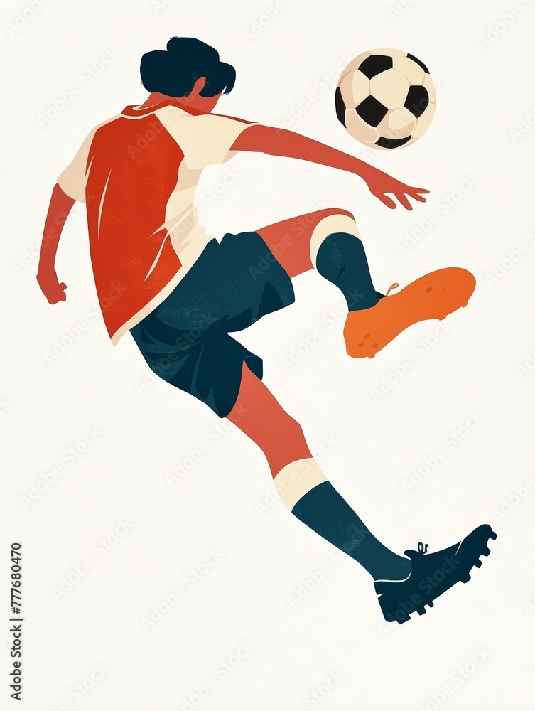 Affirmation Card: Man Playing Soccer in Minimal Aesthetic Illustration Generative AI