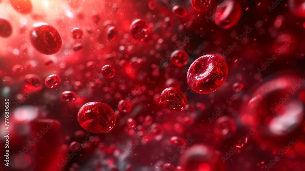 A close up of red cells that are floating in the vein. Medical background with red blood cells A close up of red cells that are floating in the vein. Medical background with red blood cells