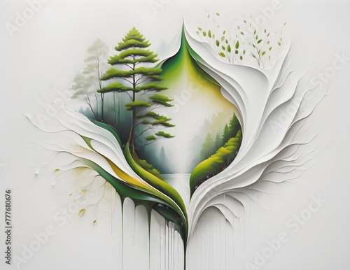 Abstract drawing of the harmony of nature and the beauty of plants.
