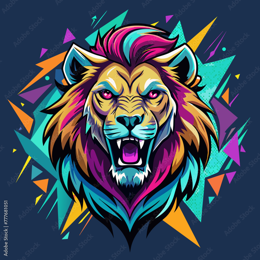 lion, head, tiger, animal, tattoo, vector, wild, cat, 