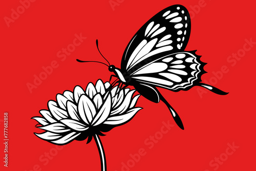 A butterfly delicately perches on the bud of a stunning chrysanthemum, showcasing photorealism with hyper-detailed precision