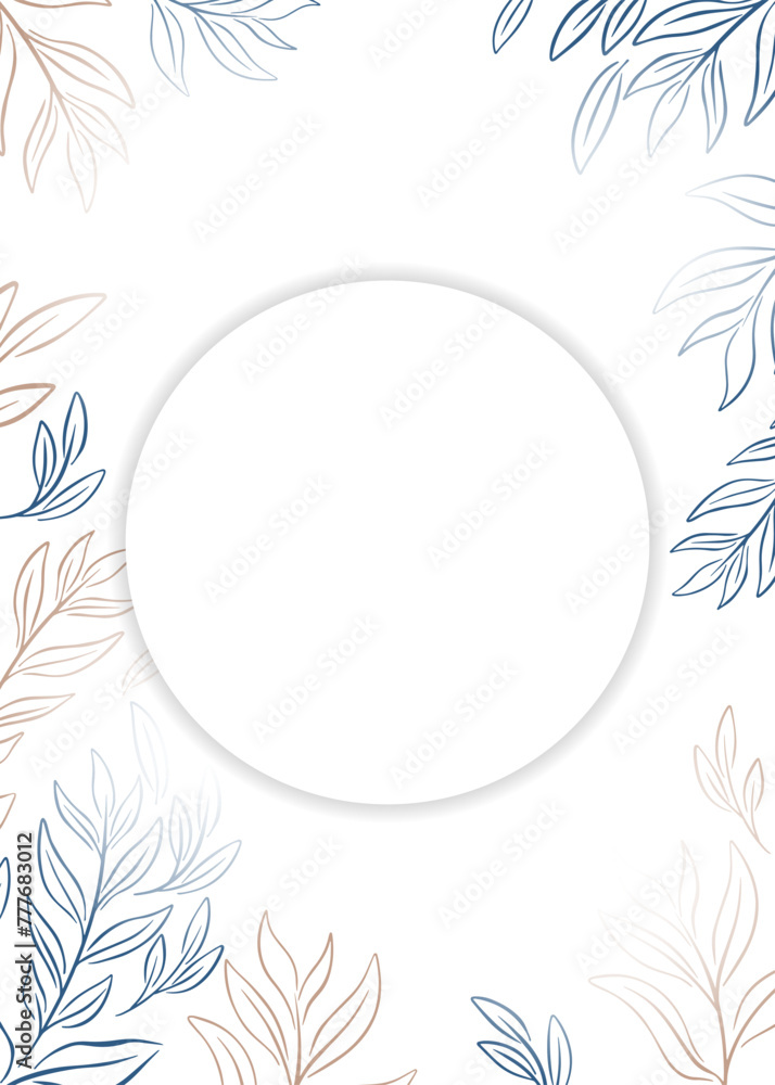 Hand drawn floral outline round frame Hand drawn floral outline round frame