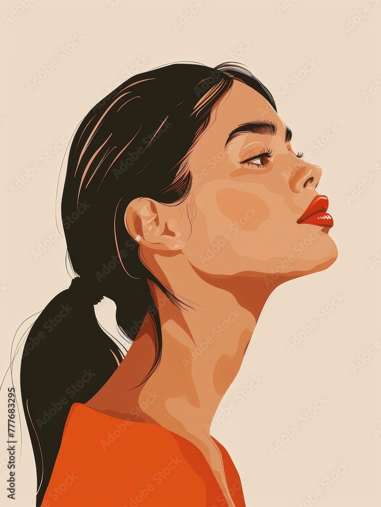 Affirmation Card with Minimalist Aesthetic Illustration of Woman with Lip Piercing Generative AI Affirmation Card with Minimalist Aesthetic Illustration of Woman with Lip Piercing Generative AI