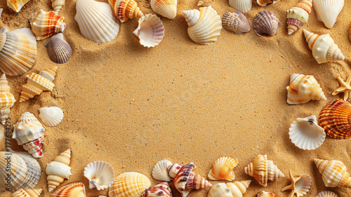 Golden Sands & Seashells, Summer Frame Composition © M.Gierczyk
