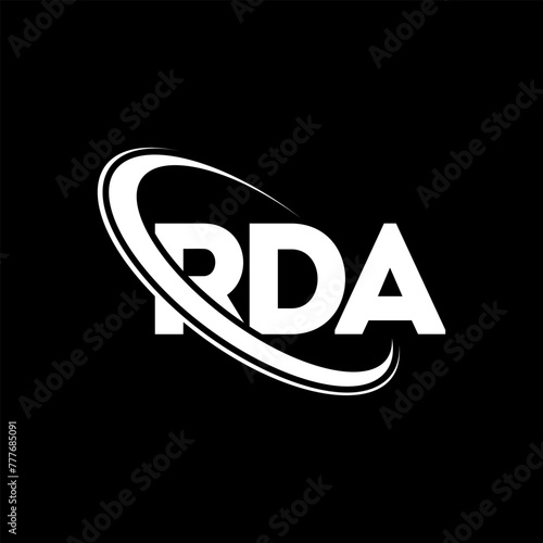 RDA logo. RDA letter. RDA letter logo design. Initials RDA logo linked with circle and uppercase monogram logo. RDA typography for technology, business and real estate brand.