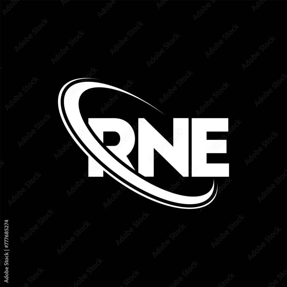 RNE logo. RNE letter. RNE letter logo design. Initials RNE logo linked with circle and uppercase monogram logo. RNE typography for technology, business and real estate brand.