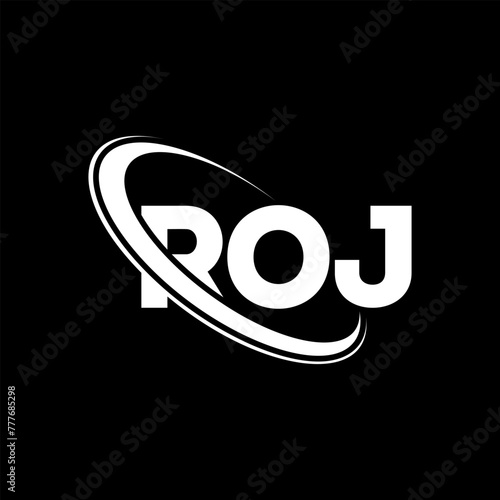 ROJ logo. ROJ letter. ROJ letter logo design. Initials ROJ logo linked with circle and uppercase monogram logo. ROJ typography for technology, business and real estate brand.
