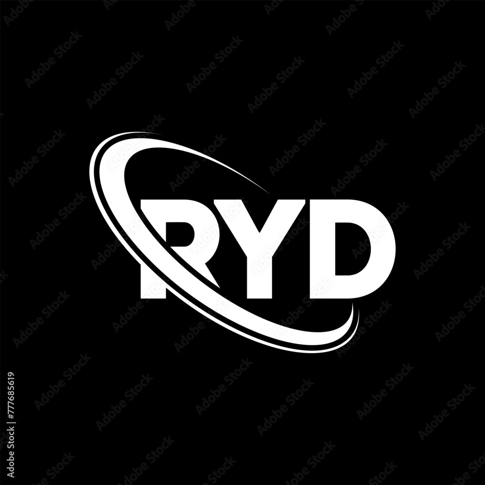 RYD logo. RYD letter. RYD letter logo design. Initials RYD logo linked with circle and uppercase monogram logo. RYD typography for technology, business and real estate brand.