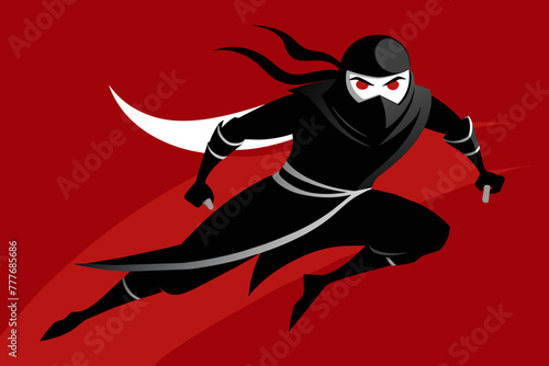 A ninja, shrouded in mystery and skill, moves with silent grace