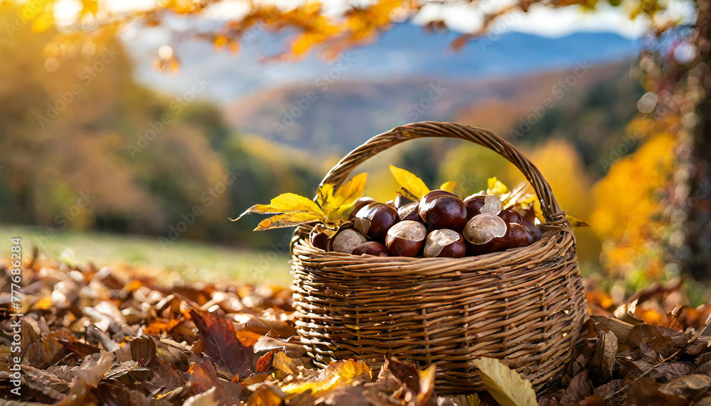 くり。栗拾い。かごにたくさん入った栗のイメージ。秋の風景。秋の味覚。chestnut. Picking chestnuts. An image of a basket full of chestnuts. Autumn landscape. The taste of autumn. くり。栗拾い。かごにたくさん入った栗のイメージ。秋の風景。秋の味覚。chestnut. Picking chestnuts. An image of a basket full of chestnuts. Autumn landscape. The taste of autumn.