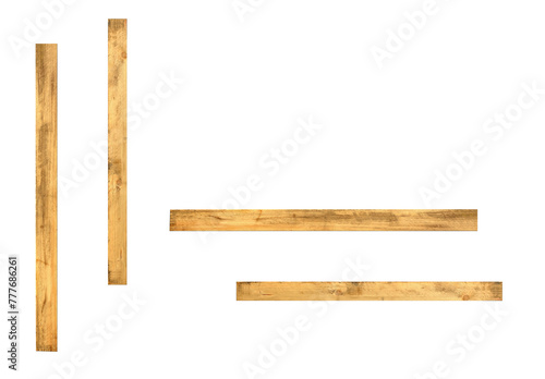 Wooden formwork boards (low-quality boards used on construction sites as auxiliary boards, e.g. for bricklaying) - on isolated transparent background.