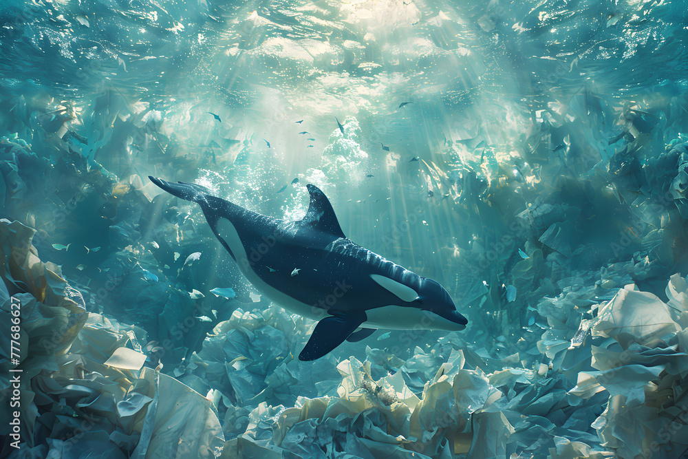 Fototapeta premium An image promoting the protection and preservation of the world's oceans, in support of events such as World Water Day and World Oceans Day.