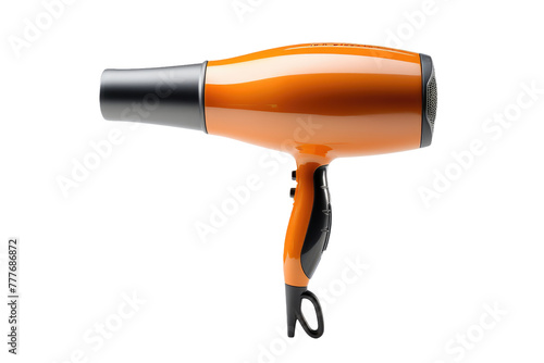 Blowing in the Wind: Hair Dryer on a White Table. White or PNG Transparent Background.