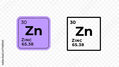 Zinc , chemical element of the periodic table vector design