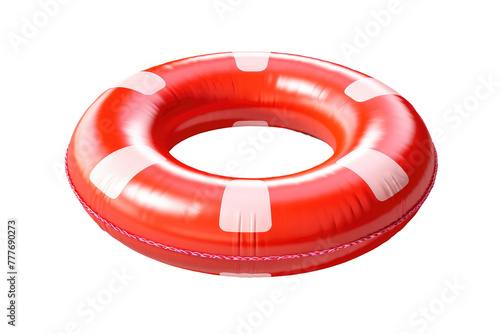 Serenade of Summer: Inflatable Swimming Ring on White. White or PNG Transparent Background.