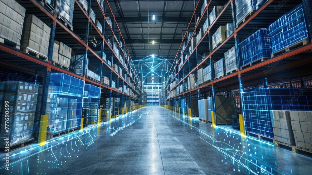 warehouse where P-IoT sensors monitor access and movement, significantly enhancing security measures