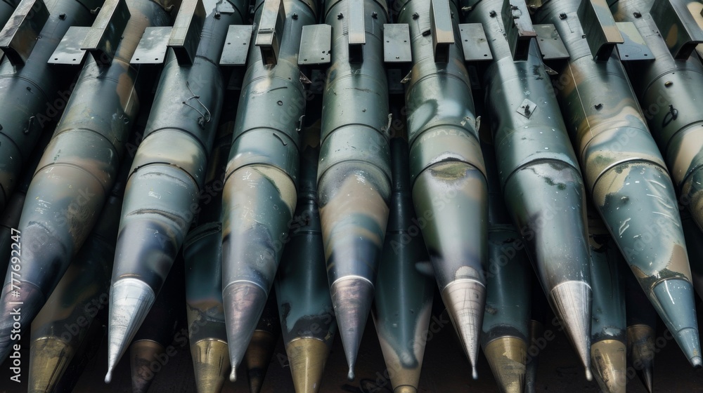 Fototapeta premium Array of Bullet Shells on Shelf