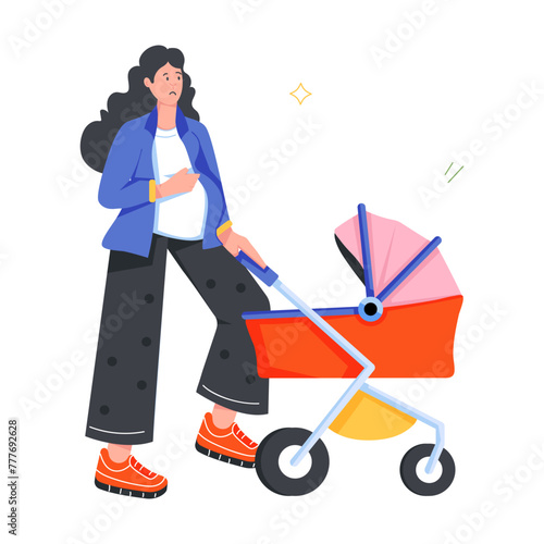Pregnant Women Flat Icons