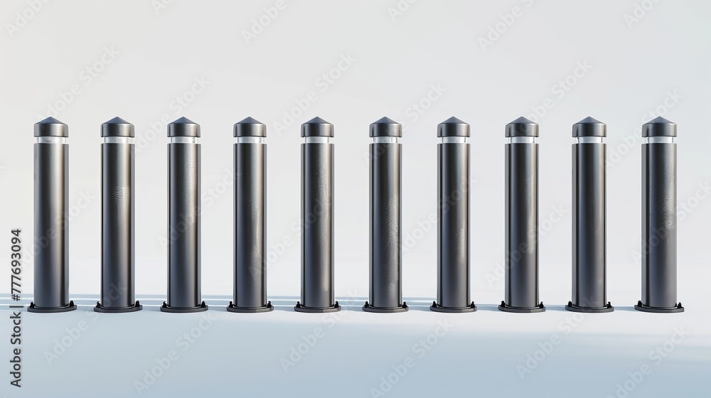 3D Vector Illustration of Metal Pole Pillars Set with Steel Pipes 3D Vector Illustration of Metal Pole Pillars Set with Steel Pipes