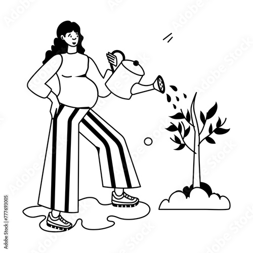 Pregnant Women Flat Icons