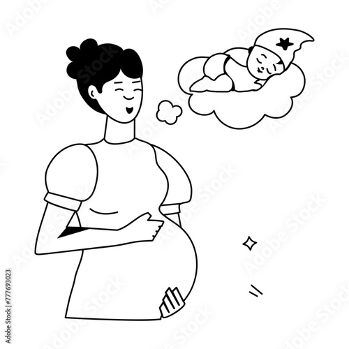 Pregnant Women Flat Icons