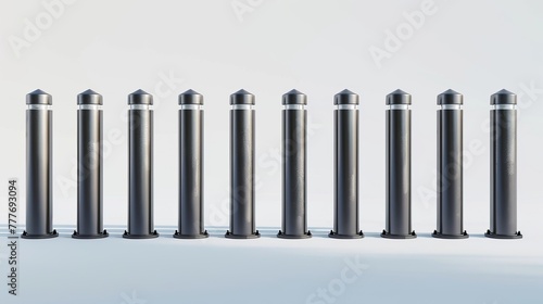 3D Vector Illustration of Metal Pole Pillars Set with Steel Pipes