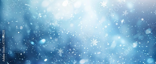 Winter snowflakes background with blue gradient and white falling snow for Christmas, New Year or other winter events Generative AI