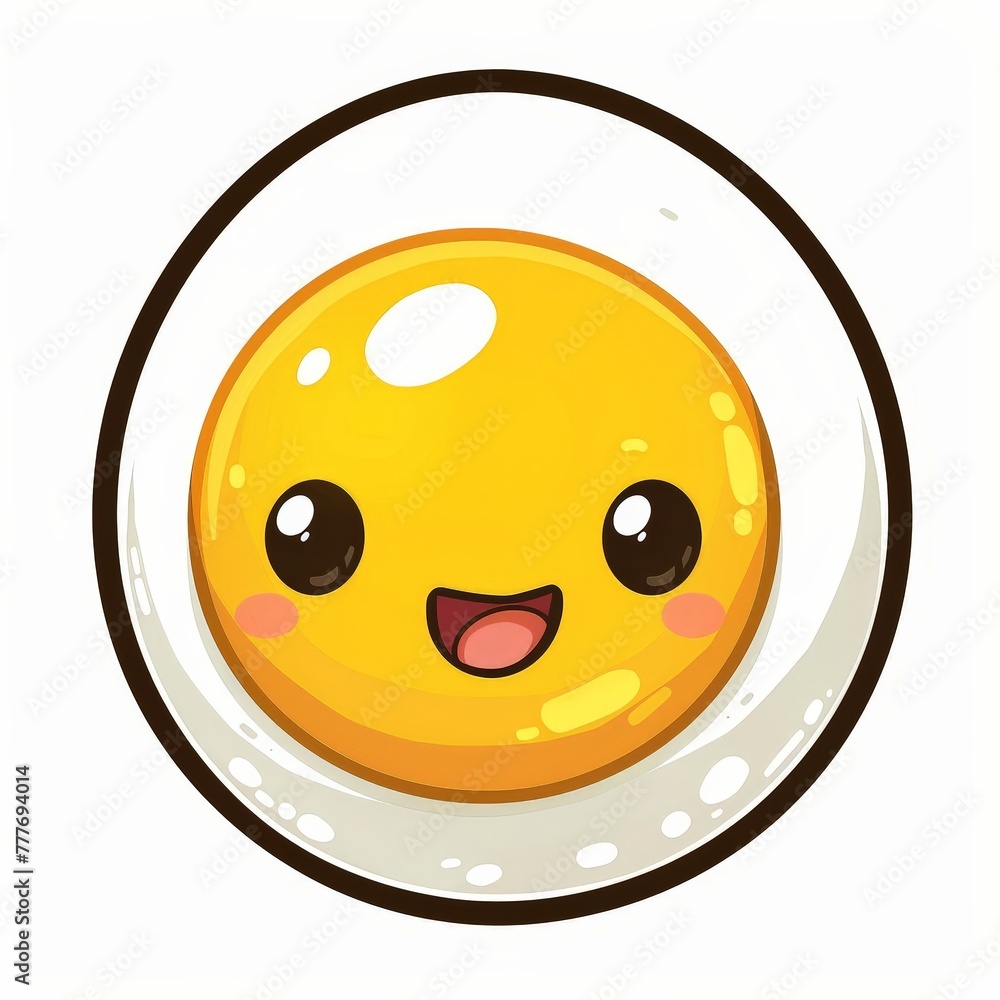 Fototapeta premium Sunny Animated Yolk - Circular Chibi Egg