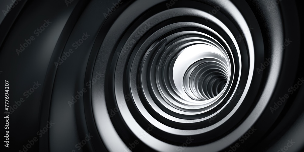 Abstract Monochrome Spiral Tunnel with a Light at the End Abstract Monochrome Spiral Tunnel with a Light at the End