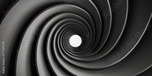Abstract Monochrome Spiral Tunnel with a Light at the End