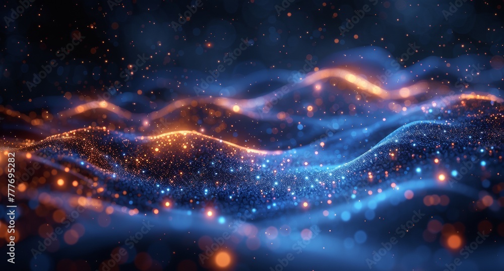 Technology abstract particle wave Background	