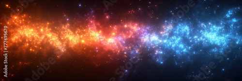 A cosmic blend of fiery oranges and cool blues, resembling a celestial event.