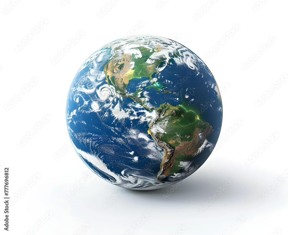 An isolated image of the planet Earth on a white background, perfect for science and astronomy-related designs.