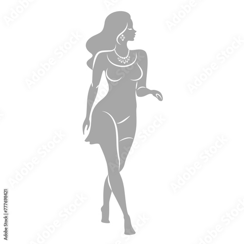 Silhouette of a woman in style. The girl is slender and beautiful. Lady is suitable for aesthetic decor, posters, stickers, logo. Vector illustration.