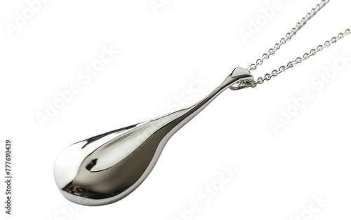 Contemporary Silver Teardrop On Transparent Background.