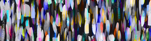 Color brush strokes pattern on dark background. Wide format banner photo