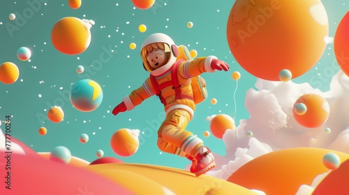 Vector art character, gulit, popping out of a flat design into 3D space,