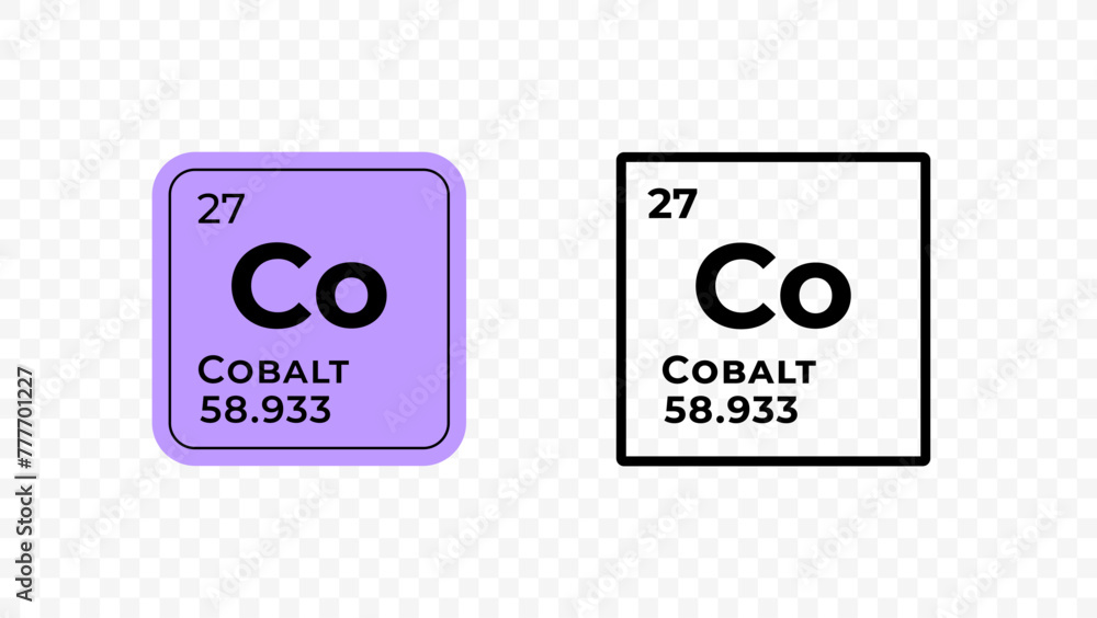 Cobalt, chemical element of the periodic table vector design - obrazy, fototapety, plakaty 