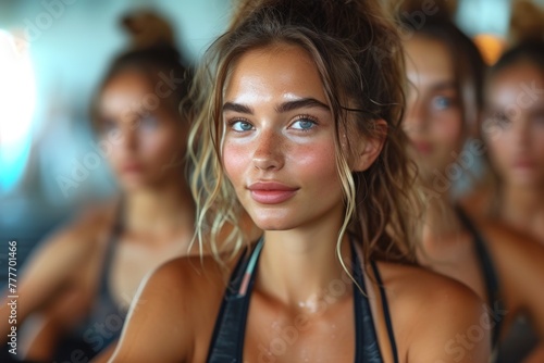 Young women sitting in gym