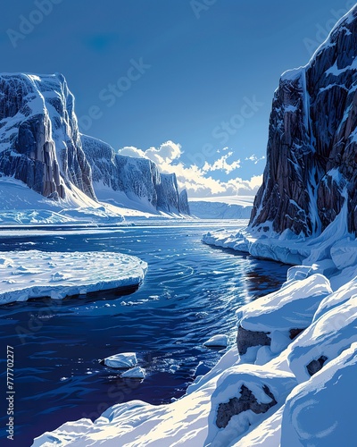 Majestic glacier view, ice formations, cold nature wonder, arctic scenery. wallpaper, background