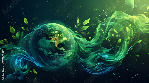 Obraz na płótnie Abstract fluid background with Earth globe, full of good energy for April 22 Earth Day. w salonie