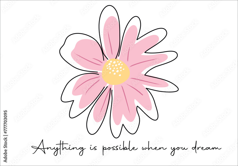 daisy flower positive slogan vector