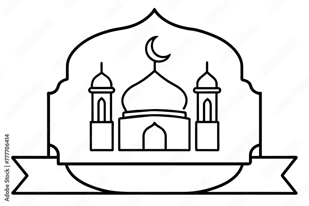 Eid mubarak silhouette vector illustration
