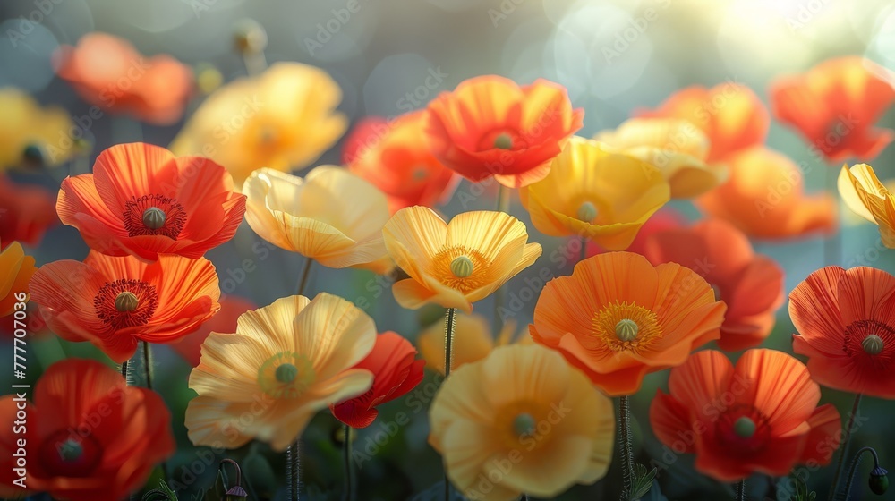 A macro shot of multiple blossoms bathed in soft illumination from above A macro shot of multiple blossoms bathed in soft illumination from above