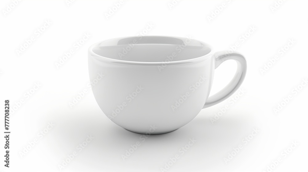 A white cup displayed on a white background. A white cup displayed on a white background.