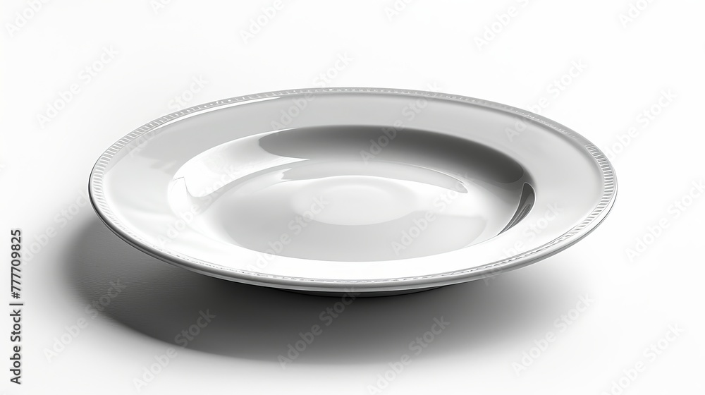 An empty white plate presented against a white background. An empty white plate presented against a white background.