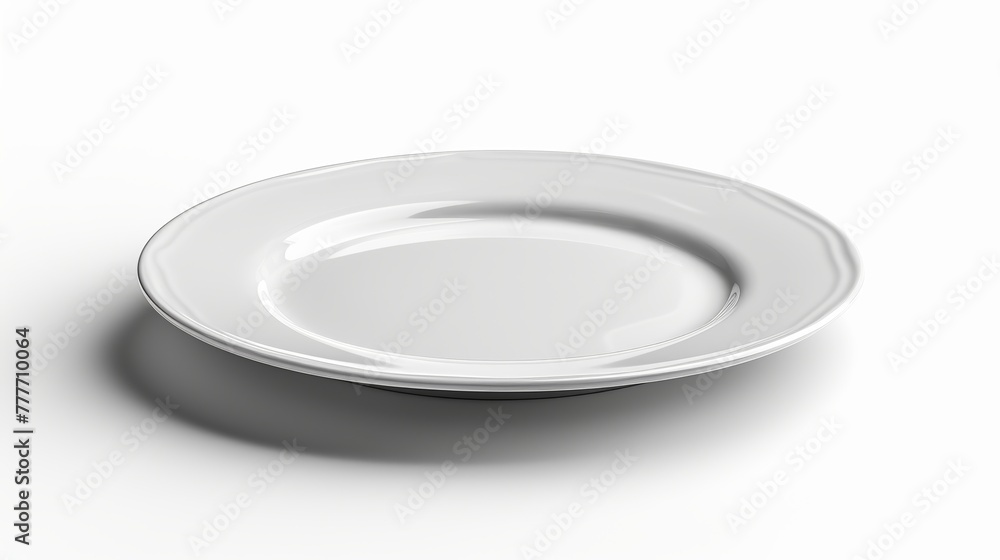 Ceramic plate in white, isolated on a white background. Ceramic plate in white, isolated on a white background.