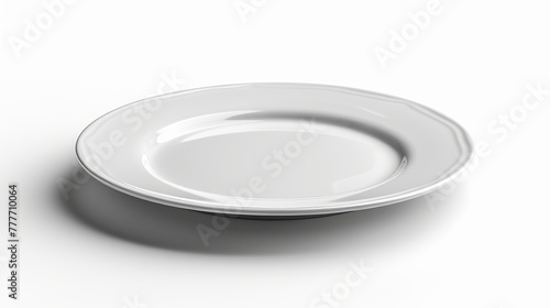 Ceramic plate in white, isolated on a white background.