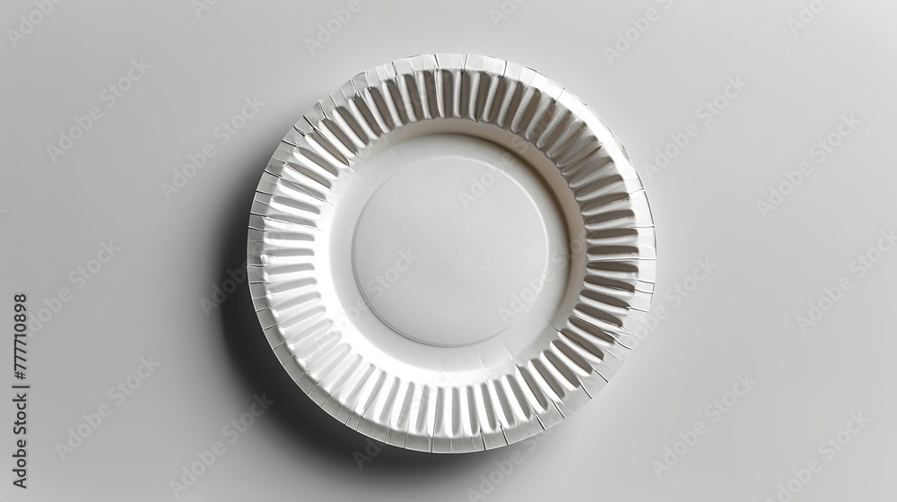 Disposable white paper plate isolated on white. Disposable white paper plate isolated on white.