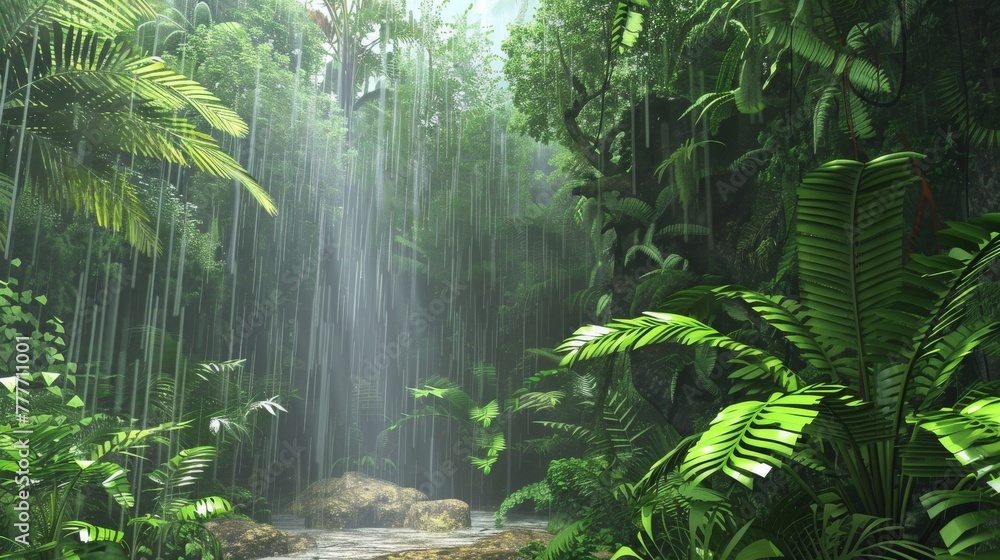 Animated 3D Rainforest with Rain and wildlife sounds for relaxation. Animated 3D Rainforest with Rain and wildlife sounds for relaxation.
